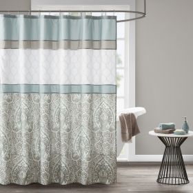 Printed and Embroidered Shower Curtain