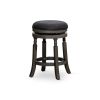 24" Counter Stool, Weathered Gray Finish, Charcoal Fabric Seat