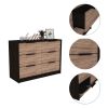 Longhill 6-Drawer Rectangle Dresser Black Wengue and Pine