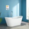 67'' Acrylic Freestanding White Soaking Bathtub With Classic Oval Shape, Chrome Drain, Slotted Overflow, CUPC Certified, Glossy White 23A03-67