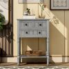 Narrow Console Table, Slim Sofa Table with Three Storage Drawers and Bottom Shelf for Living Room, Easy Assembly (Gray Wash)