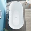 67'' Acrylic Freestanding White Soaking Bathtub With Classic Oval Shape, Chrome Drain, Slotted Overflow, CUPC Certified, Glossy White 23A03-67