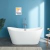 67'' Acrylic Freestanding White Soaking Bathtub With Classic Oval Shape, Chrome Drain, Slotted Overflow, CUPC Certified, Glossy White 23A03-67