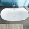 67'' Acrylic Freestanding White Soaking Bathtub With Classic Oval Shape, Chrome Drain, Slotted Overflow, CUPC Certified, Glossy White 23A03-67