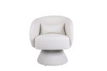 Swivel Accent Chair Armchair, Round Barrel Chair in Fabric for Living Room Bedroom(White)