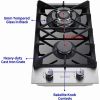 Kitchen Gas Cooktop 2 Dual Burners Tempered Glass Countertop Drop-in Gas Hob