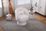 Swivel Accent Chair Armchair, Round Barrel Chair in Fabric for Living Room Bedroom(White)