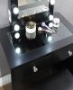 Black Makeup Vanity and Stool Set with 10 Lights and USB Port and Power Outlet, 2x Drawers Luxurious Style Furniture