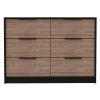 Longhill 6-Drawer Rectangle Dresser Black Wengue and Pine