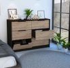 Longhill 6-Drawer Rectangle Dresser Black Wengue and Pine