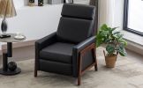 Wood-Framed PU Leather Recliner Chair Adjustable Home Theater Seating with Thick Seat Cushion and Backrest Modern Living Room Recliners, Black(Old SKU