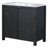 36" Bathroom Vanity Organizer with Sink; Combo Cabinet Set; Bathroom Storage Cabinet; Retro Espresso