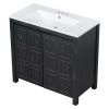 36" Bathroom Vanity Organizer with Sink; Combo Cabinet Set; Bathroom Storage Cabinet; Retro Espresso