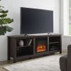 Modern Transitional Wood 70" Fireplace TV Stand for 80" TVs with 2 Shelves - Espresso