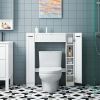 Over-The-Toilet Storage Cabinet with 2 Side Doors; Freestanding Toilet Cabinet Organizer with Adjustable Shelves & Paper Holder; Bathroom Space Saver