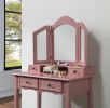 Sanlo Wooden Vanity Make Up Table and Stool Set, Rose Gold