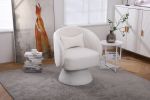 Swivel Accent Chair Armchair, Round Barrel Chair in Fabric for Living Room Bedroom(White)