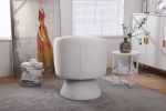 Swivel Accent Chair Armchair, Round Barrel Chair in Fabric for Living Room Bedroom(White)