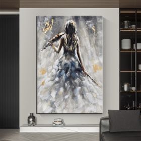 Oil Painting 100% Handmade Hand Painted Wall Art On Canvas Vertical Abstract Violin Women Back Home Decoration Decor (size: 90x120cm)