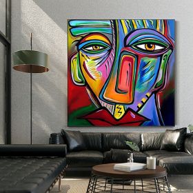 Colorful Portrait Oil Paintings Abstract Women Face Canvas Painting Wall Art Handpainted Graffiti Street Art For Home Decor (size: 120x120cm)