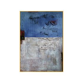 Nordic Minimalist Style Picture Imagine Blue Gray Canvas Painting Poster Abstract Handmade Prop Wall Art for Living Room Decor (size: 150x220cm)