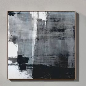 100% Handmade Abstract Oil Painting Wall Art Modern Minimalist Black and White Picture Canvas Home Decor For Living No Frame (size: 120x120cm)