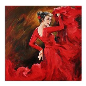 Ha's Art 100% Hand Painted Abstract Oil Painting Wall Art Modern Red Dancing Girl Picture Canvas Home Decor For Living Room Bedroom No Frame (size: 120x120cm)