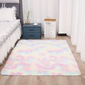 1pc, Tie-Dyed Plush Shag Furry Area Rug for Bedroom, Living Room, Nursery, and Kids Room - Ultra Soft and Fluffy, Washable, Non-Shedding, and Perfect (Color: Tie-dye Colorful, size: 35.4*59.1 inch)