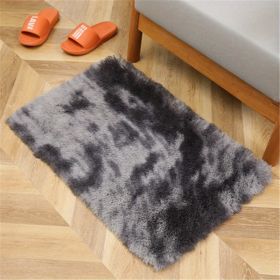 1pc, Tie-Dyed Plush Shag Furry Area Rug for Bedroom, Living Room, Nursery, and Kids Room - Ultra Soft and Fluffy, Washable, Non-Shedding, and Perfect (Color: Tie-dye Dark Gray, size: 23.62*35.43inch)