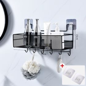 Shower Wall Shelf Wall Mounted Bathroom Shelves Storage Rack Toilet WC Accessories Kitchen Free Punch Condiment Storage Baskets (Color: Upgrade black large, Ships From: China)