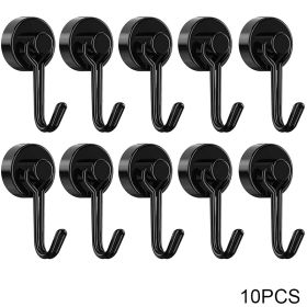 4/8/10pcs Magnetic Hook Powerful Heavy Duty Neodymium Magnet Hook Home Refrigerator Grill Kitchen Key Holder Black Multi-Purpose (Color: 10PCS Black, Ships From: China)