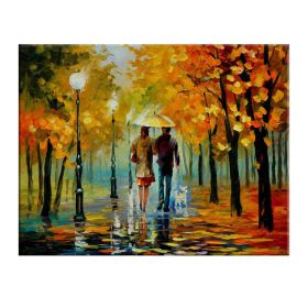 Landscape oil painting rain light street scenery lovers art canvas painting living room corridor office home decoration mural (size: 70x140cm)