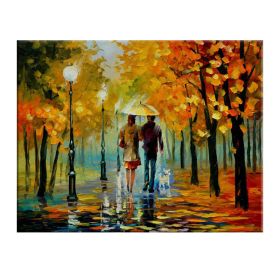 Landscape oil painting rain light street scenery lovers art canvas painting living room corridor office home decoration mural (size: 100x150cm)