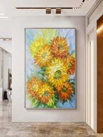 Poster Print Floral Vase Oil Painting Canvas Art Modern Wall Picture for Living Room Vincent Van Gogh Golden Sunflower (size: 150x220cm)