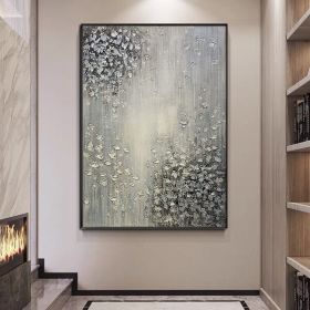 Hand Painted Abstract Oil Painting White Texture On Canvas Abstract Wall Art Picture Living Room Bedroom Wall Decor Unframed (size: 90x120cm)