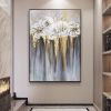 Foil golden flowers hand painted oil painting on canvas abstract large painting wall picture for home office decor