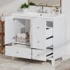 36" Modern Bathroom Vanity with USB Charging, Two Doors and Three Drawers Bathroom Storage Vanity Cabinet, Small Bathroom Vanity cabinet with single s