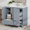 36" Modern Bathroom Vanity with USB Charging, Two Doors and Three Drawers Bathroom Storage Vanity Cabinet, Small Bathroom Vanity cabinet with single s