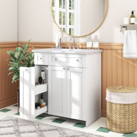 30" Bathroom vanity with Single Sink ,Combo Cabinet Undermount Sink,Bathroom Storage Cabinet vanities (Color: White, Material: MDF)