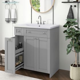 30" Bathroom vanity with Single Sink ,Combo Cabinet Undermount Sink,Bathroom Storage Cabinet vanities (Color: Grey, Material: MDF)