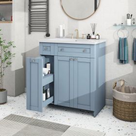 30" Bathroom vanity with Single Sink ,Combo Cabinet Undermount Sink,Bathroom Storage Cabinet vanities (Color: Blue, Material: MDF)