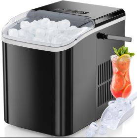 portable ice maker LED display 120W 26 lbs / 24h automatic cleaning, small household, fast refrigeration thick foam layer long effect ice, bullets rou (W2201138025: W2201138025)