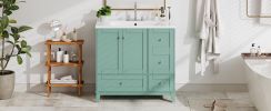 36" Modern Bathroom Vanity with USB Charging, Two Doors and Three Drawers Bathroom Storage Vanity Cabinet, Small Bathroom Vanity cabinet with single s