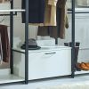 Fiona White Freestanding Walk in Wood Closet System with Metal Frame