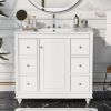 Contemporary Bathroom Vanity Cabinet - 36x18x34 inches, 4 Drawers & 1 Cabinet Door, Multipurpose Storage, Resin Integrated Sink, Adjustable Shelves, S