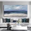 Handpainted Oil Painting CanvasWall Art Decoration Abstract Knife Painting Seascape Blue For Home Decor Living Room hallway bedroom luxurious decorati