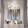 Foil golden flowers hand painted oil painting on canvas abstract large painting wall picture for home office decor