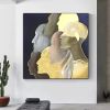 Big Size Gold Face Handpainted Painting Handmade Wall Art Gold Abstract Figure Canvas Painting Home Decoration Decor