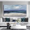 Handpainted Oil Painting CanvasWall Art Decoration Abstract Knife Painting Seascape Blue For Home Decor Living Room hallway bedroom luxurious decorati