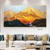 Handmade Gold Mountain Oil Painting on Canvas Original Landscape Painting Winter Snow Scene Murals Custom Painting Home Decor